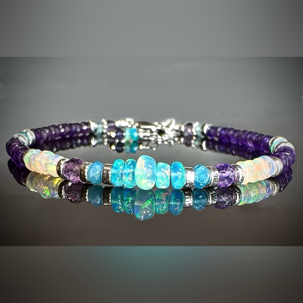 🩵 One of a Kind 💜 Amethyst • Welo Fire Opal • Paraiba Opal•925 Sterling Silver